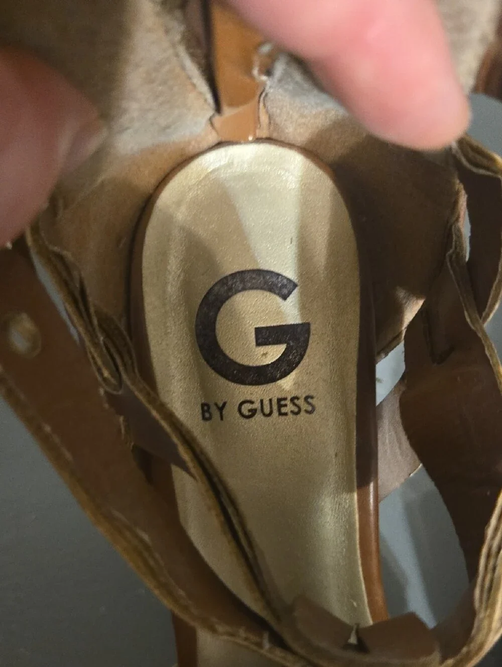 Guess Cognac Brown Strappy High Heel Sandals